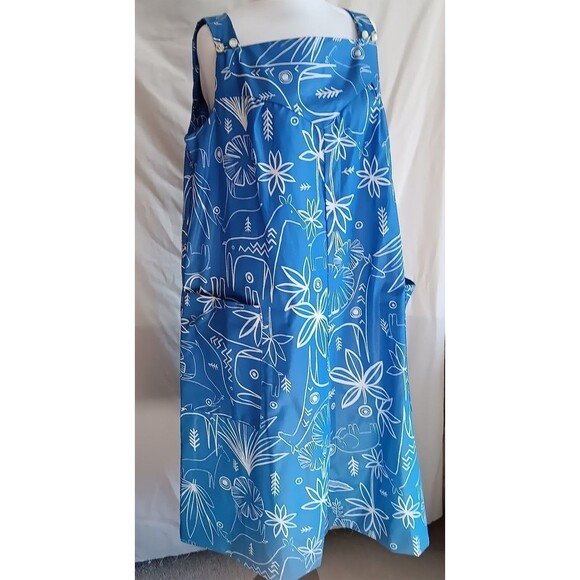 '70s SunDress Alice Of California M Blue Funky Animal Graphic Print Dress New - Picture 8 of 12